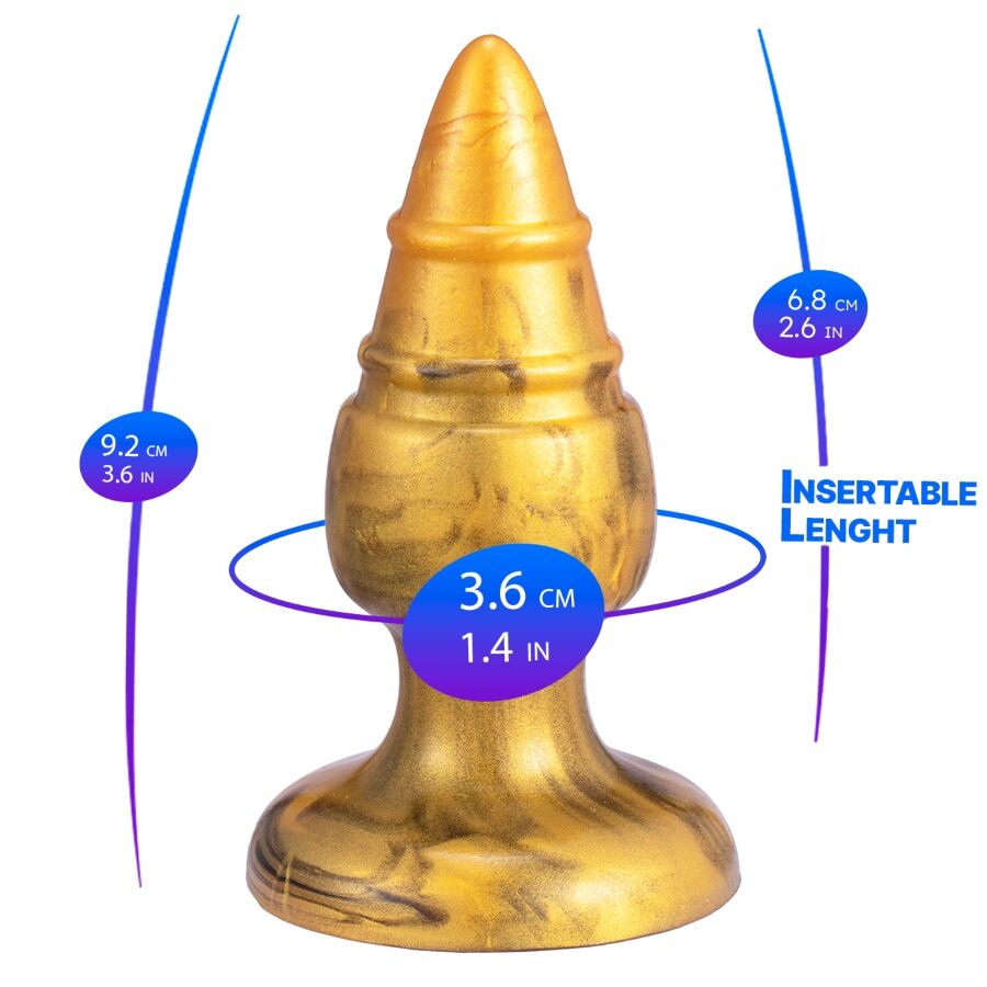 SILEXD - GOLDY ANAL PLUG FANTASY LIQUID SILICONE THERMOREACTIVE GOLDEN 9.2 CM