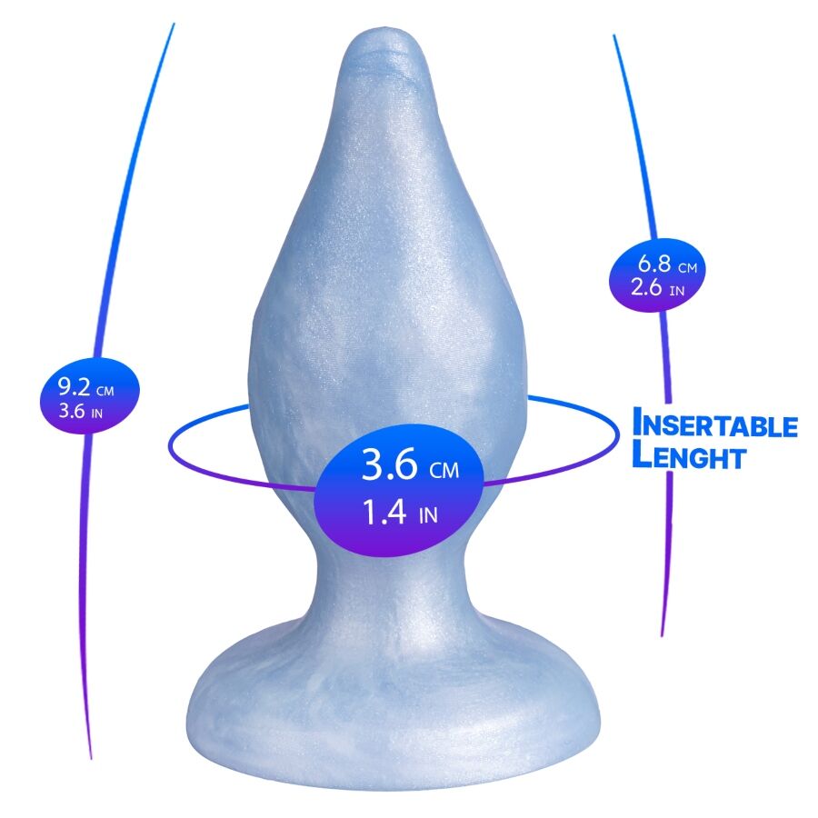 SILEXD - DIAMOND ANAL PLUG FANTASY LIQUID SILICONE THERMOREACTIVE PEARL BLUE 9.2 CM