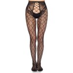 LEG AVENUE - 1966 NET TIGHTS WITH CROTCHLESS PANTY BLACK - ONE SIZE