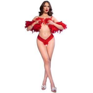 CHILIROSE - CR 4885 RED OPEN-CROTCH THONGS L