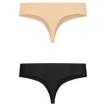 BYE-BRA - INVISIBLE THONG 2 PACK BEIGE & BLACK SIZE XL