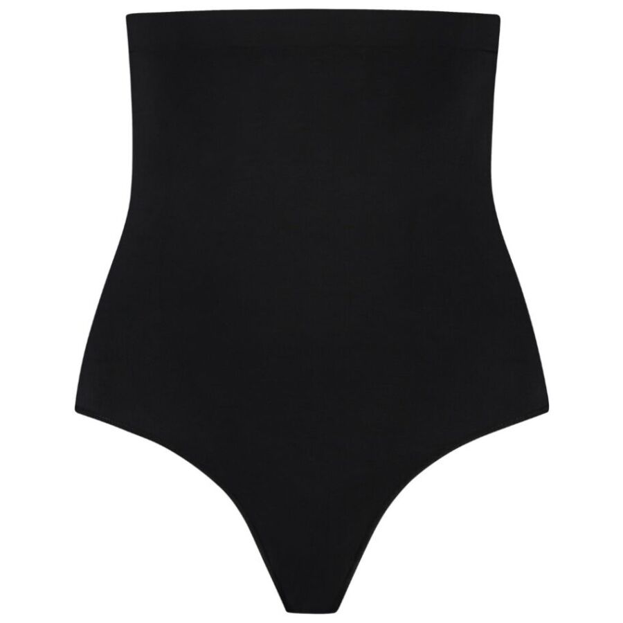 BYE-BRA - SOFT TOUCH SEAMLESS HIGH WAIST THONG BLACK SIZE XL