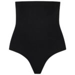BYE-BRA - SOFT TOUCH SEAMLESS HIGH WAIST THONG BLACK SIZE XXL