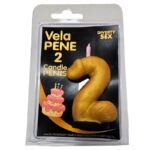 DIABLO PICANTE - PENIS CANDLE IN THE SHAPE OF THE NUMBER 2 GOLD COLOR